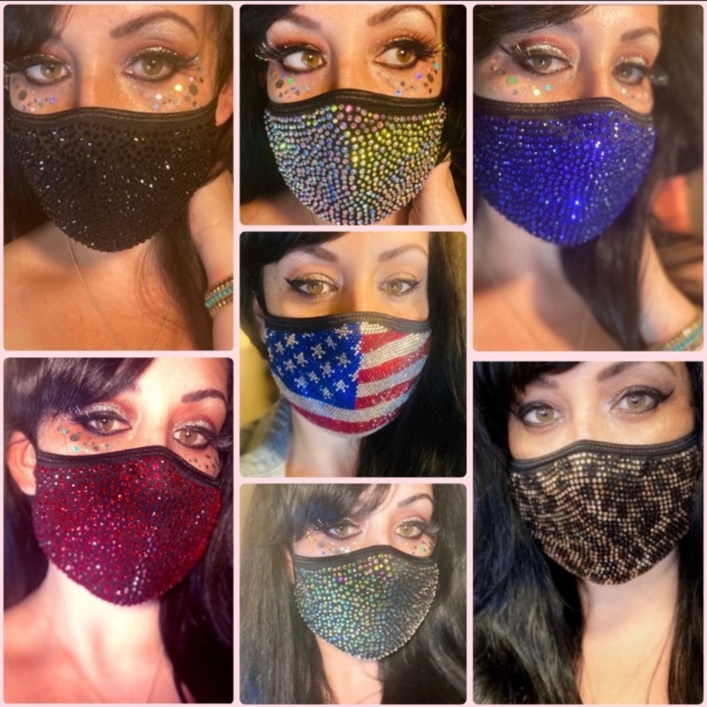 ✨#3 Black/Red ✨ Fashion Bling Crystal Mask - Picture 16 of 17
